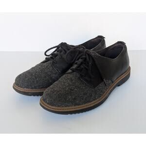 Clarks Collection Raisie Bloom Leather/Tweed Black Gray Oxfords Women's Size 8 M